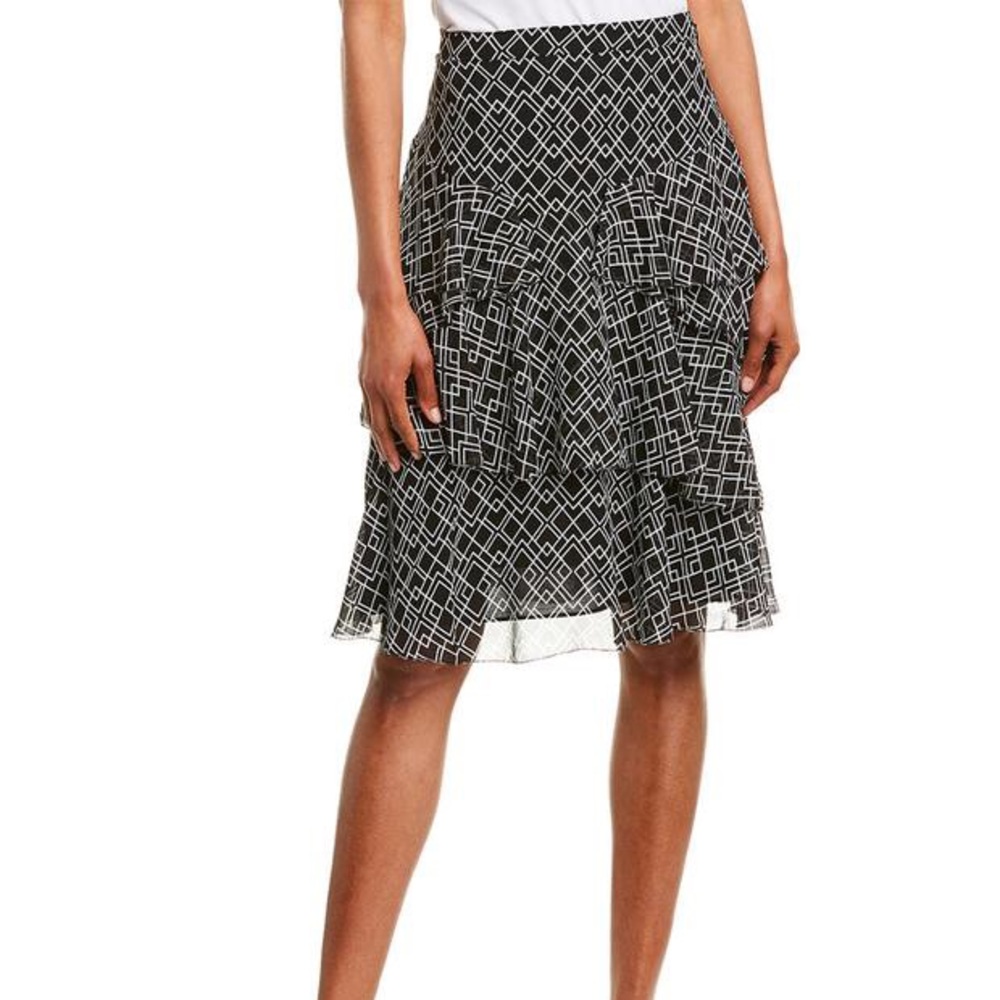 JOIE BLISSANY SILK A-LINE Print Tiered Ruffle MIDI SKIRT sz.00